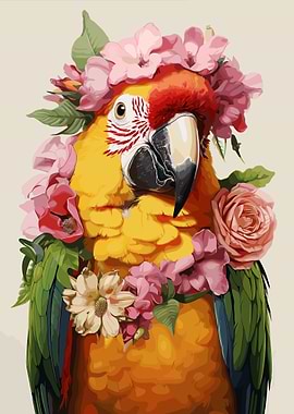 Parrot with Floral Crown