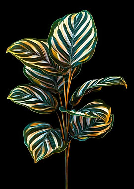 Tropical Plant with Striped Leaves