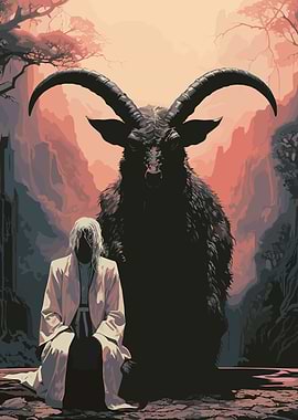 Goat Baphomet and Priest