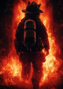 Firefighter Cat in Flames