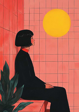 Quiet in the Glow, Woman in Pink Room