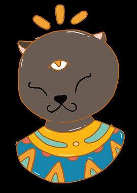 One-Eyed Cat with Egyptian Collar
