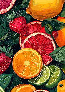 Citrus &amp; Strawberry Still Life