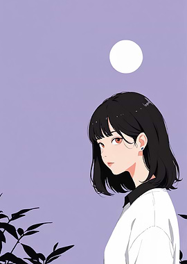 Contemplative Silhouette Under the Full Moon