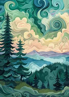 Swirling Mountain Landscape