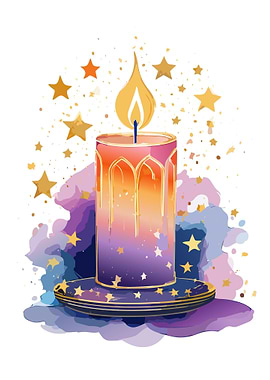 Magical Candle with Stars
