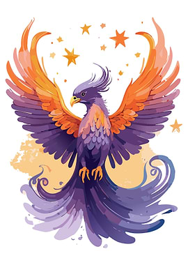 Purple Phoenix with Stars