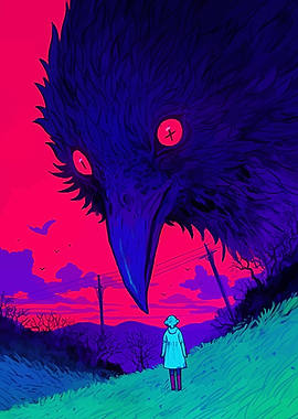 Giant Raven and Girl