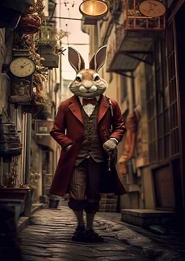 Rabbit Gentleman in Alley