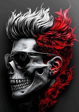 Skull with Red Hair