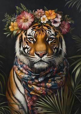 Floral Tiger Portrait