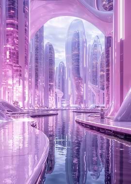 Fluriosa Futuristic Pink Cityscape