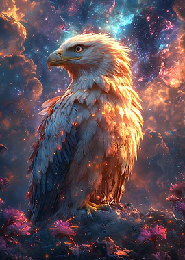 Fiery Eagle in Space Galaxy