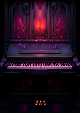 Dark Piano with Flames