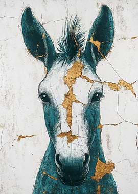 Teal Donkey Painting