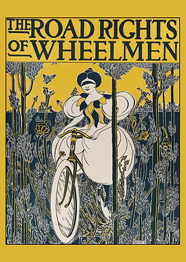 Vintage Cycling Lithograph 'Road Rights of Wheelmen' Poster