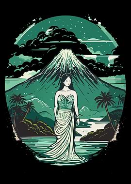 Japanese Woman by Mountain