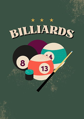 Chinese 8 Ball Pool Billiards Vintage