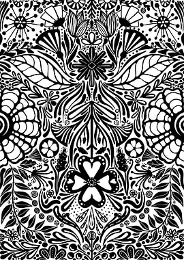 Black and White Floral Pattern