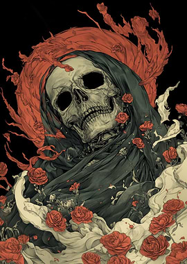 Death in Bloom, Skull with Roses