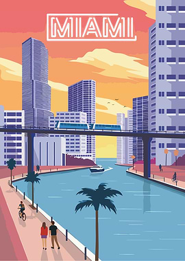 Miami Cityscape Sunset
