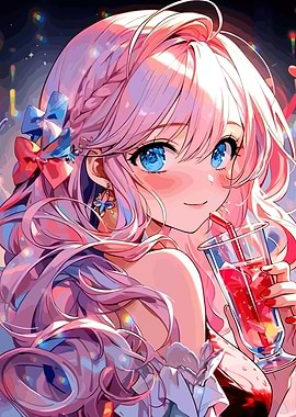 Anime Girl with Pink Hair