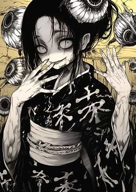 Creepy Anime Girl with Eyes