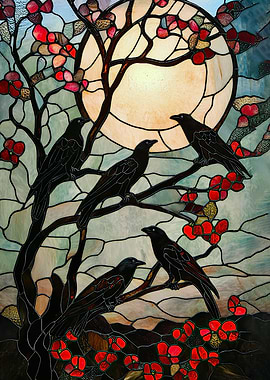 Stained Glass Crows