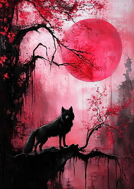 Wolf Under Red Moon
