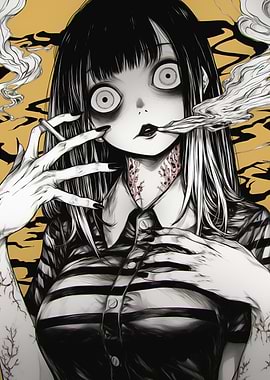 Dark Anime Girl Smoking