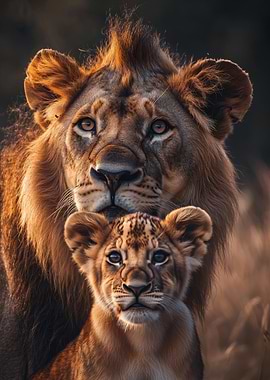 Lion and Cub Portrait