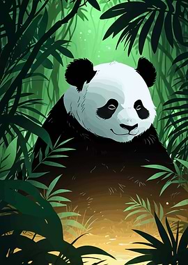 Panda in Lush Jungle