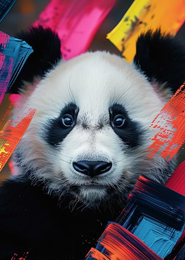 Panda in Paint Strokes