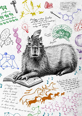 Capybara Studying Ethology W