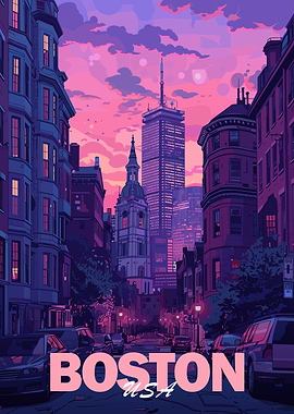 Boston Cityscape Sunset