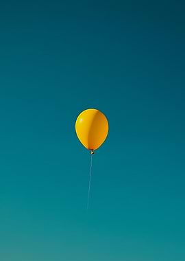 Yellow Balloon in Blue Sky