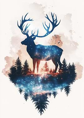 Cosmic Deer Silhouette