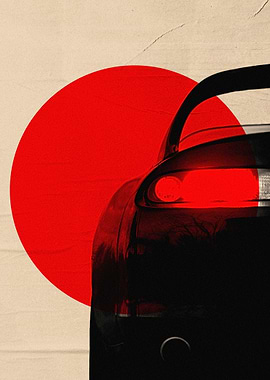 Toyota Supra on Japanese flag