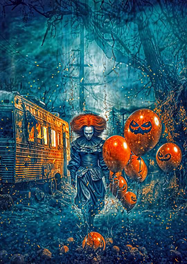 Spooky Halloween clown