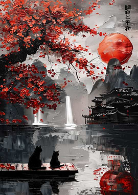 Abstract japanese painting style