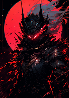 Dark Knight with Red Moon