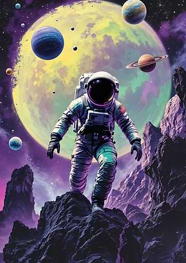 Astronaut in Surreal Alien Landscape