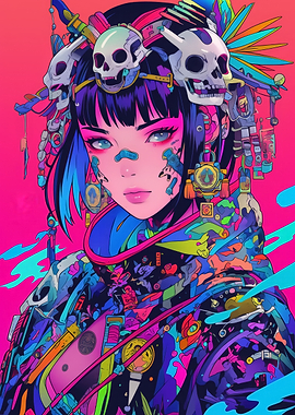 Cyberpunk Skull Girl