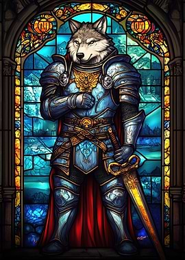 Wolf Knight Stained Glass
