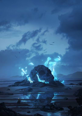 Ethereal Skull on Beach