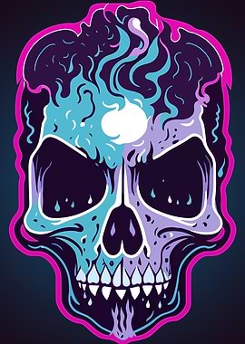 Neon Skull Illustration