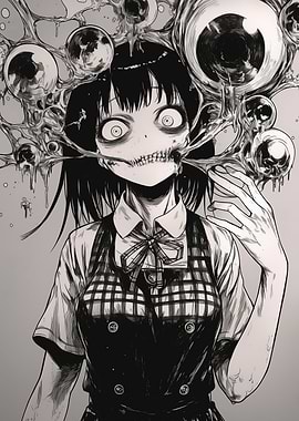 Horror Anime Girl with Eyes