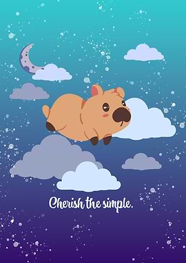 Cute Animal Flying in The Moonlit Night Sky