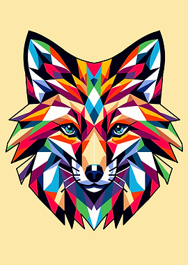 Colorful Geometric Fox wpap pop art