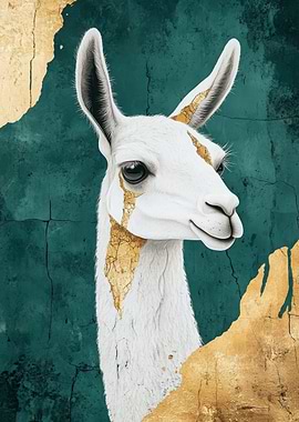 Gold-Flecked Llama Portrait